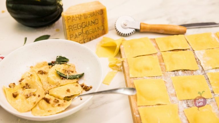 raviolis courge fromages beurre sauge et pacanes
