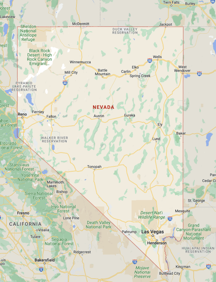 Carte du Nevada
