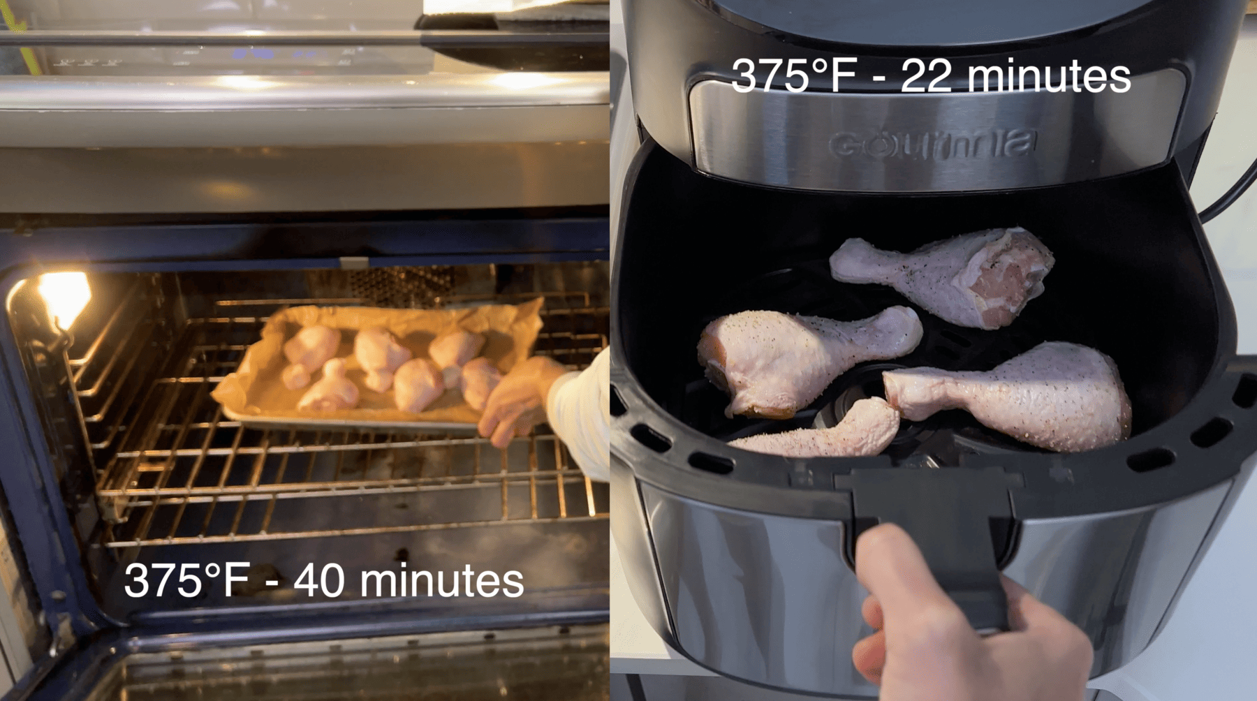 pilon de poulet au four versus air fryer