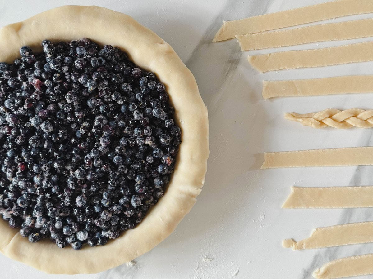 tarte aux bleuets avant de déposer abaisse du dessus