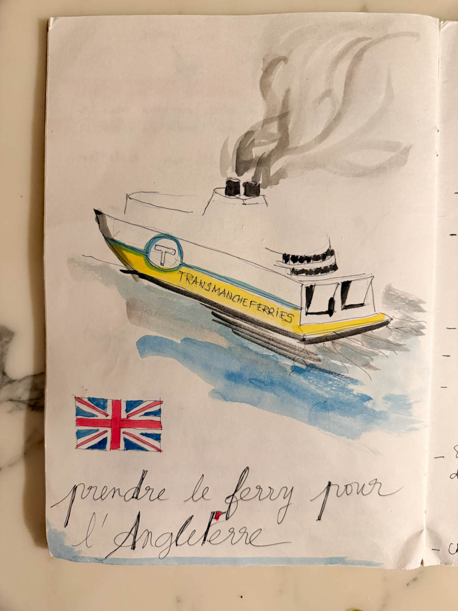 dessin du ferry pour l'Angleterre à partir de Dieppe