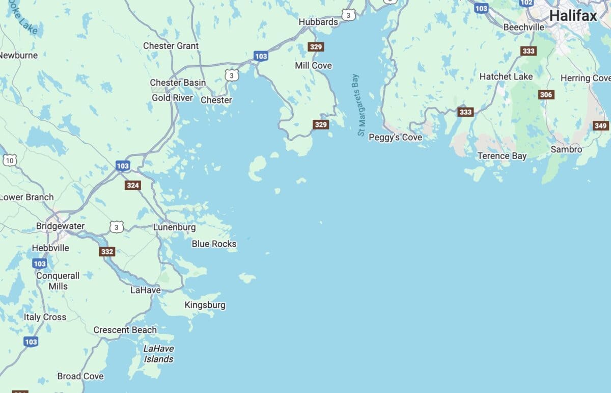 carte de la south shore nouvelle écosse