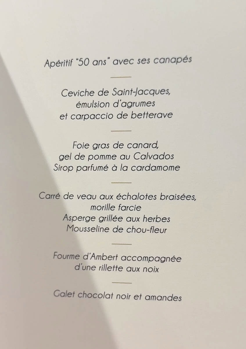 menu gala du 50 ieme Croisieurope