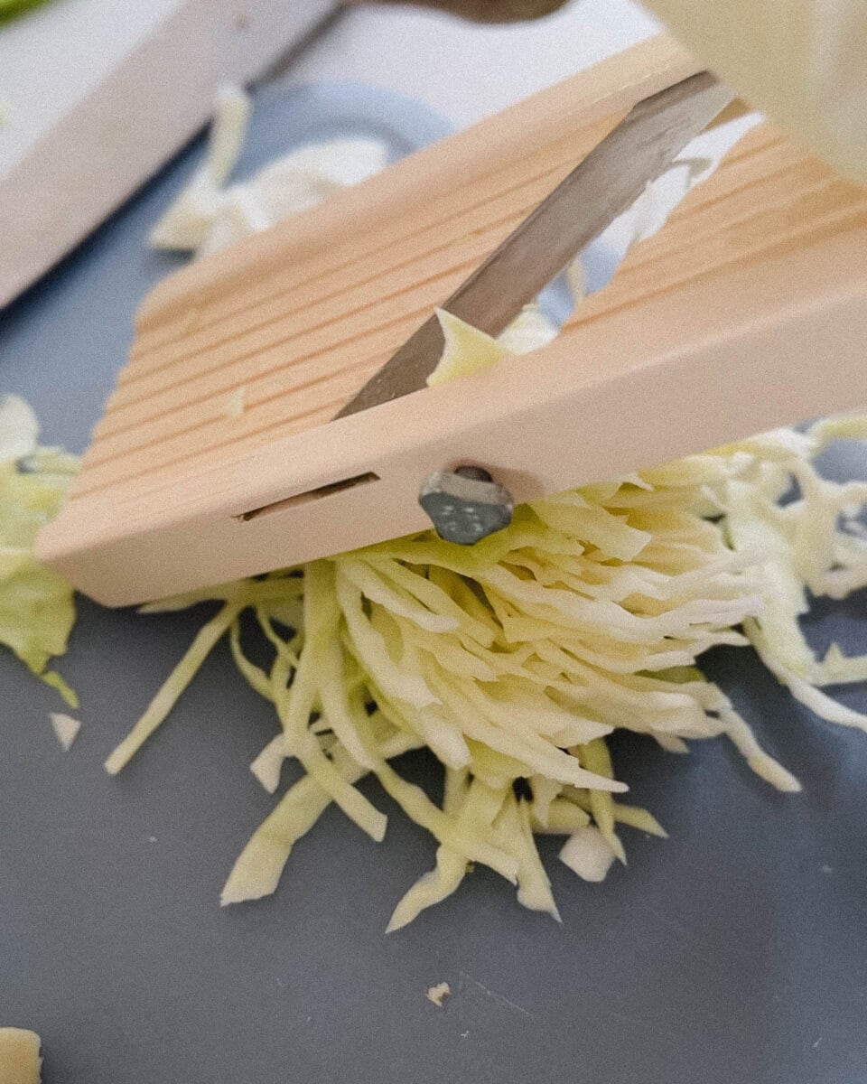 chou coupé sur mandoline