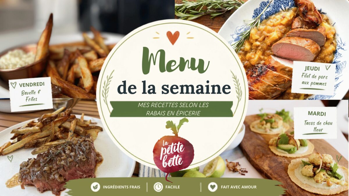menu de la semaine visuel avec 4 photos et logo La petite bette