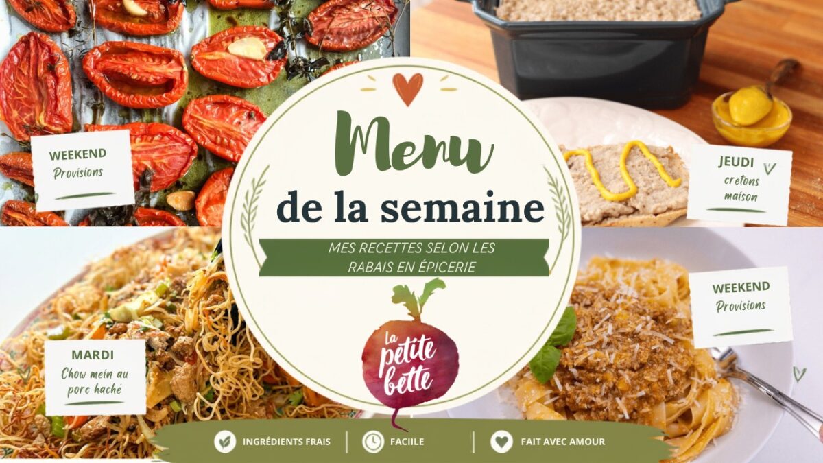 Menu de la semaine la petite bette avec 4 photos de recettes