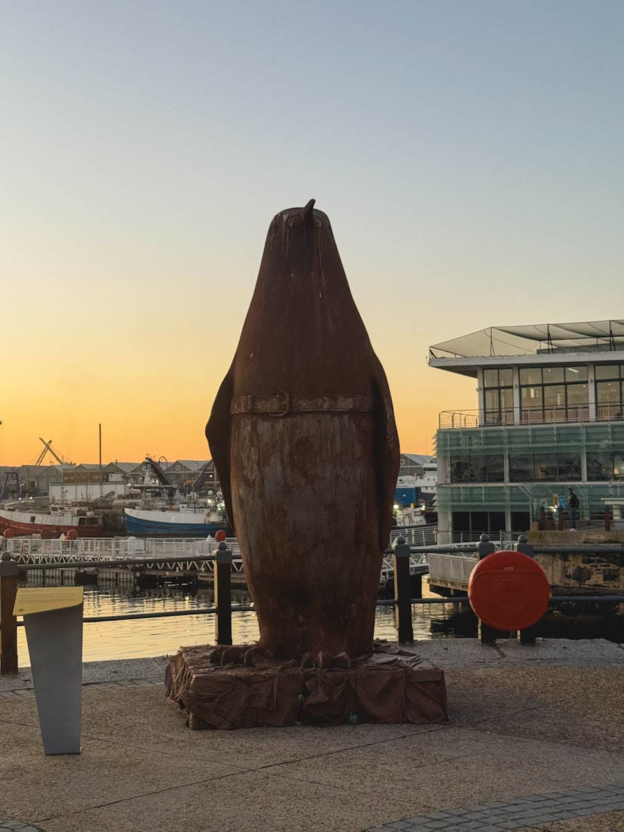 Penguin statue at Cape Town Waterfront